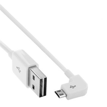 Elbow Micro USB til USB 2.0 Kabel 1 Meter - Hvit