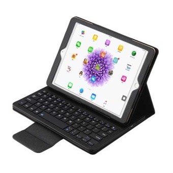 Veske i PU-skinn m/ Bluetooth-tastatur og plastdeksel til iPad - Svart