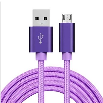 Kvalitet Nylon Micro USB-kabel Lilla - 1 meter