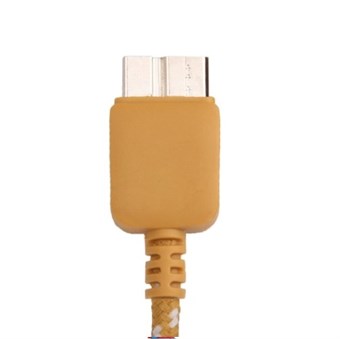 Nylon Fabric USB 3.0 Ladning / Synkroniseringskabel 1M (Gul)