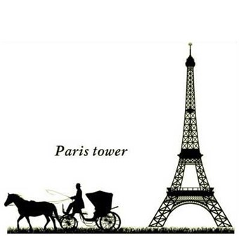Vegg klistremerker - Eiffeltårnet og hestevogn