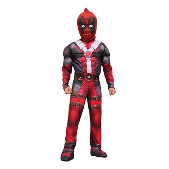 Deadpool Kostyme - Barn - inkl. Drakt + Belte + Maske - Small - 95-120 cm