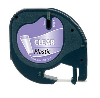 Dymo LetraTag-etikett svart tekst på klar tape (12267) 12 mm × 4M (S0721530)