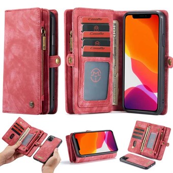 CaseMe Multifunksjonell iPhone 11 Flip veske i skinn - rød