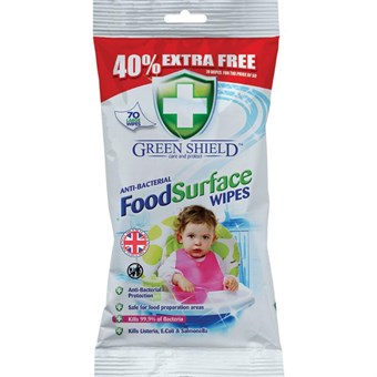 Green Shield Anti Bacterial Food Surface Wipes - 70 stk.