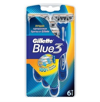 Gillette Blue3 Enkeltskraper - 6 stk.