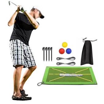 Sklisikker golfmatte for svingdeteksjon Batting Bærbar golftreningshjelpemidler Teppe 24 x 12 tommer med 6 golfballer
