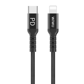 WIWU WP101 2.4A USB-C / Type-C til 8-pinners Dataladekabel - 1 m - Svart
