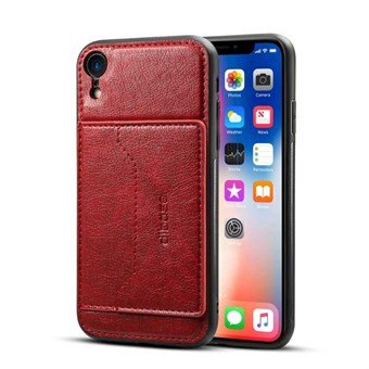 Høy trenddeksel i PU Leather og TPU Plastic w / Card Holder til iPhone XR - Rød