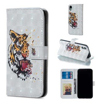 Fint Card Wallet-deksel iPhone XR - Tiger