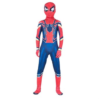 Iron Spiderman Kostyme Barn - Inkl. Maske + Dress - Stor - 120-130 cm