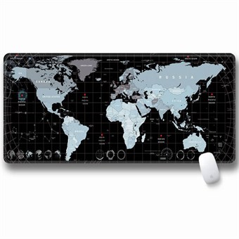 Stor musematte med verdenskart - 30 x 80 x 3 cm - Mørke