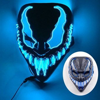 Cosplay Venom Mask med Innebygd Neon LED-lyseffekt - Nytt Design