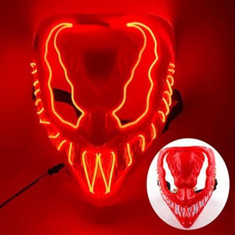 Cosplay Venom Mask medI Innebygd Neon LED-lyseffekt - Nytt Design