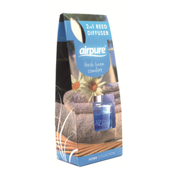 AirPure 2 i 1 Reed Diffuser - Fragrance Spreaders - Fersk Linen Comfort - Fragrance of Clean Klesvask
