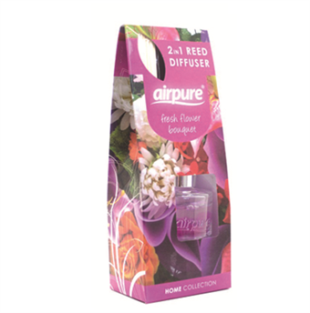 AirPure 2 i 1 Reed Diffuser - Fragrance Spreaders - Fresh Flower - Duft av friske blomster