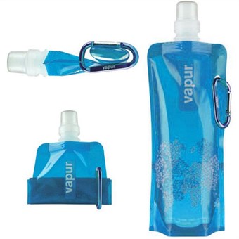 Fleksibel vannflaske med metallring (blå)