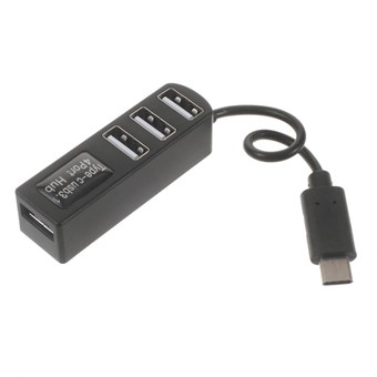 USB 3.1 Type-C til 4-porter USB 2.0 Hub-adapter - (P-3101) - Svart