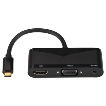 USB multifunksjonsadapter - V83 Type-C til 4K HDMI + VGA + 3,5 mm lyd