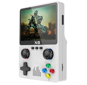 X6 Retro Håndholdt Spillkonsoll med Dobbelt Joystick-Design - 3,5" Skjerm - White