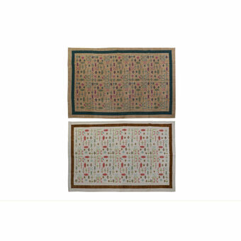 Gulvteppe DKD Home Decor 120 x 180 x 0,4 cm Polyester Hvit Ikat Boho (2 enheter)
