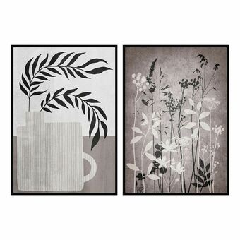 Maleri DKD Home Decor 53 x 4,5 x 73 cm Moderne Blad av plante (2 enheter)