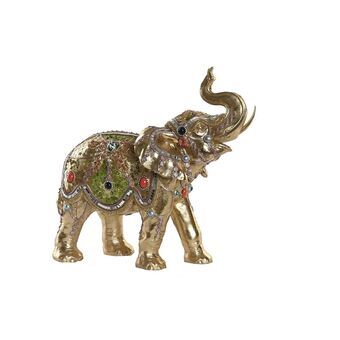 Dekorativ Figur DKD Home Decor 33 x 15,5 x 31 cm Elefant Gyllen Kolonial