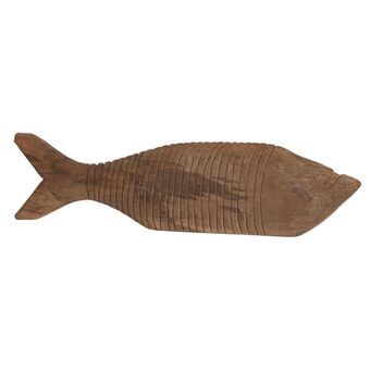 Dekorativ Figur DKD Home Decor Naturell Brun Treverk av mangotre Fisk (49 x 6 x 13 cm)
