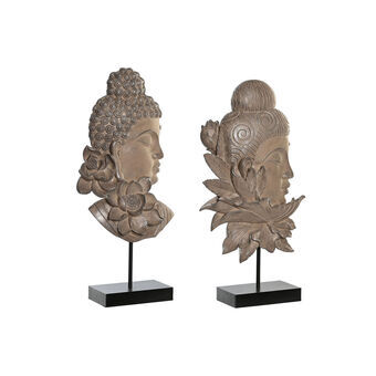 Dekorativ Figur DKD Home Decor 23 x 8 x 42 cm Svart Brun Buddha Orientalsk (2 enheter)