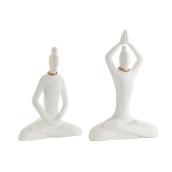 Dekorativ Figur DKD Home Decor Hvit Naturell Orientalsk Yoga 25 x 8 x 36 cm (2 enheter)