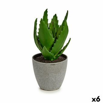 Dekorativ Plante Aloe Vera 14 x 21 x 14 cm Grå Grønn Plast (6 enheter)