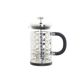 Cafetière med plugger DKD Home Decor Svart Rustfritt stål Sølv Borosilikatglass (600 ml)
