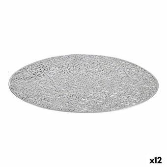 Bordmatte Sølv Plast (Ø 38 cm) (12 enheter)