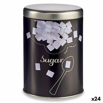 Boks Sukker Svart Metall 1 L 10,5 x 15 x 10,5 cm (24 enheter)