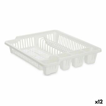 Dreneringsstativ for kjøkkenvask 46 x 8 x 37,5 cm Hvit Plast (12 enheter)