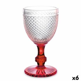 Vinglass Diamant Rød Gjennomsiktig Glass 330 ml (6 enheter)