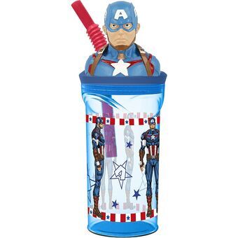 Glasset med Sugerør Capitán América CZ11331 360 ml 3D