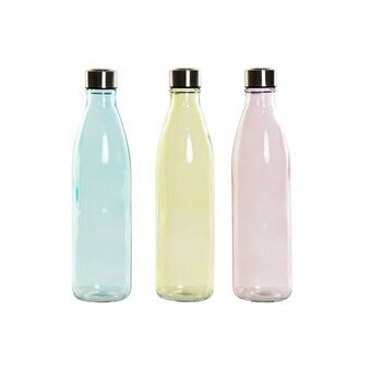Flaske DKD Home Decor Krystall Blå Rosa Rustfritt stål Gul (8 x 8 x 31 cm) (3 enheter)