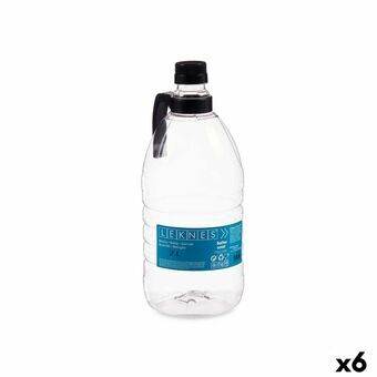 Flaske Med håndtak Svart Gjennomsiktig Plast 2 L 11,5 x 28,7 x 11,5 cm (6 enheter)