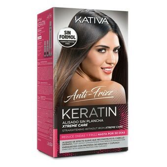 Glattende hårbehandling Keratin Anti-frizz Xtrem Care Kativa (3 pcs) Skadet