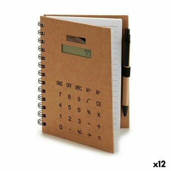 Mini-spiralblokk med kulepenn Kalkulator 14 x 18 x 1,5 cm (12 enheter)