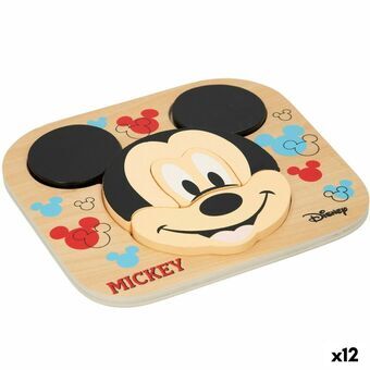 Barnepuslespill av Tre Disney Mickey Mouse + 12 måneder 6 Deler (12 enheter)