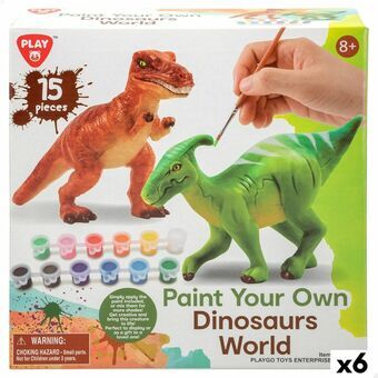 Sett med 2 Dinosaurer PlayGo 15 Deler 6 enheter 14,5 x 9,5 x 5 cm Dinosaurer For å male