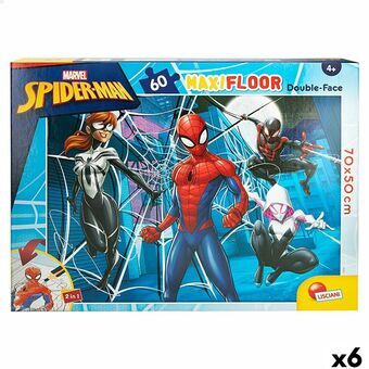 Barnepuslespill Spider-Man Dobbeltsidig 60 Deler 70 x 1,5 x 50 cm (6 enheter)
