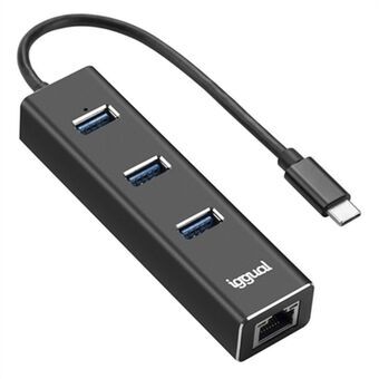 3-Port USB-Hub iggual IGG317709 Svart
