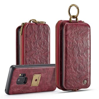 CaseMe Premium Lær-lommebok med magnetisk deksel til Samsung Galaxy S9 - Rød