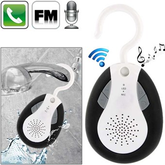 Vanntett Bluetooth dusjhøyttaler med FM-funksjon og mikrofon. - Svart