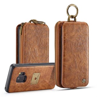 CaseMe Premium Lær-lommebok med magnetisk deksel til Samsung Galaxy S9 - Brun
