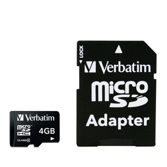 Verbatim 4GB microSDHC klasse 10m / adapter