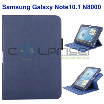 360 roterende lærveske - Galaxy Note 10.1 (mørkeblå)